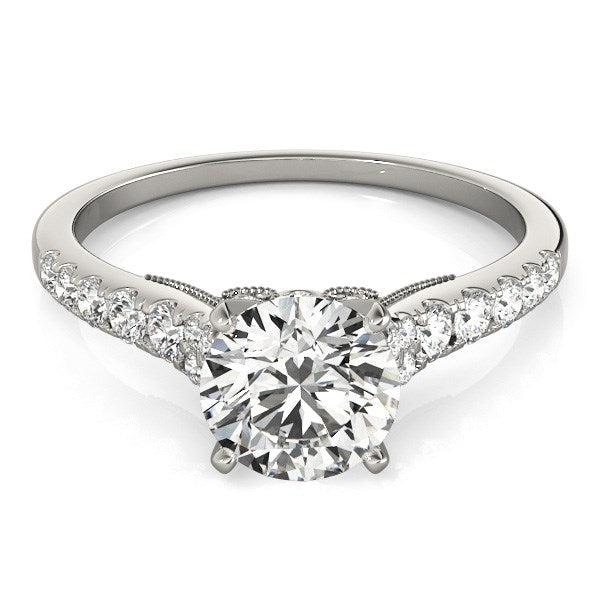 14k White Gold Diamond Engagement Ring With Single Row Band (1 3/4 cttw) - LinkagejewelrydesignLinkagejewelrydesign