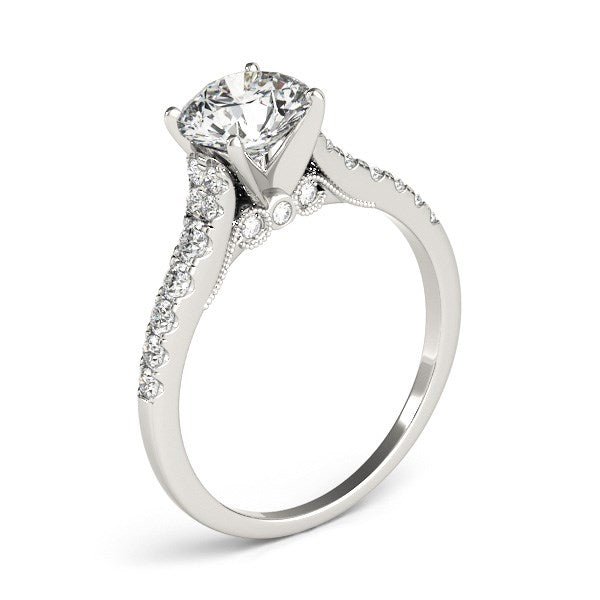 14k White Gold Diamond Engagement Ring With Single Row Band (1 3/4 cttw) - LinkagejewelrydesignLinkagejewelrydesign