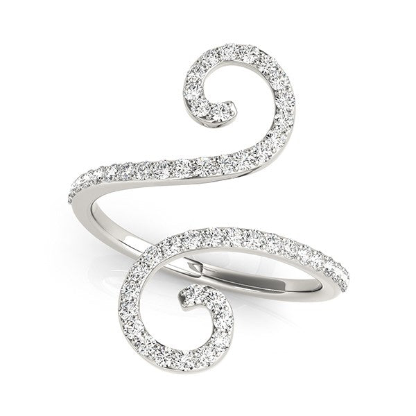 14k White Gold Diamond Open Flourish Style Ring (1/2 cttw) - LinkagejewelrydesignLinkagejewelrydesign