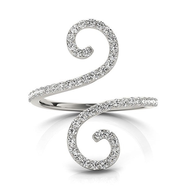 14k White Gold Diamond Open Flourish Style Ring (1/2 cttw) - LinkagejewelrydesignLinkagejewelrydesign