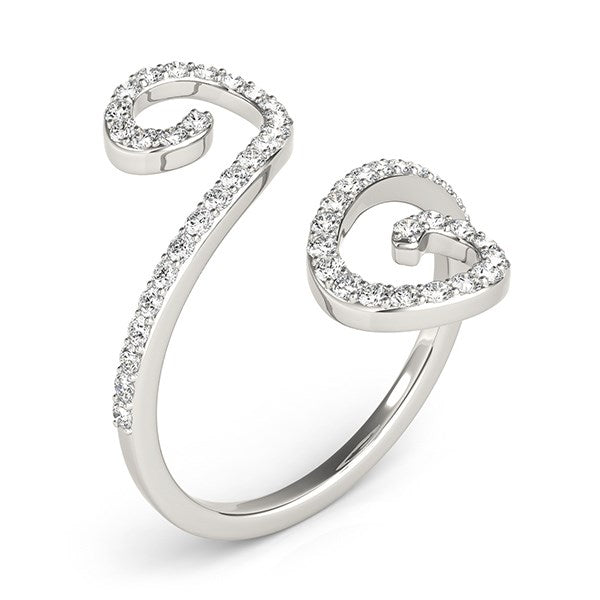 14k White Gold Diamond Open Flourish Style Ring (1/2 cttw) - LinkagejewelrydesignLinkagejewelrydesign