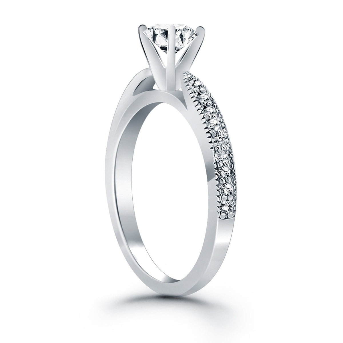 14k White Gold Diamond Pave Cathedral Engagement Ring - LinkagejewelrydesignLinkagejewelrydesign