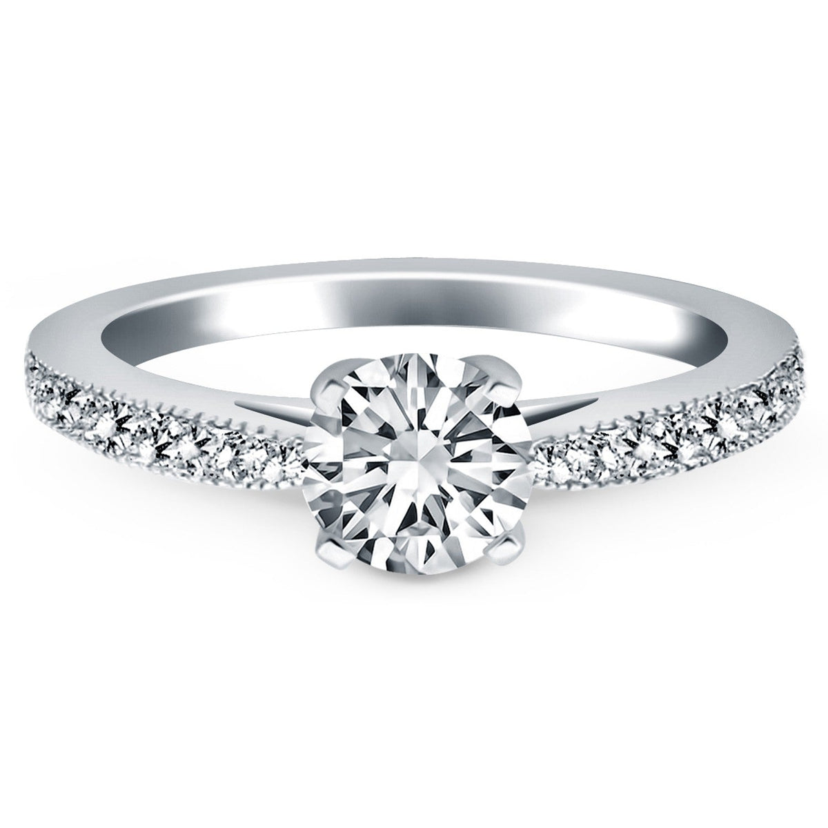 14k White Gold Diamond Pave Cathedral Engagement Ring - LinkagejewelrydesignLinkagejewelrydesign