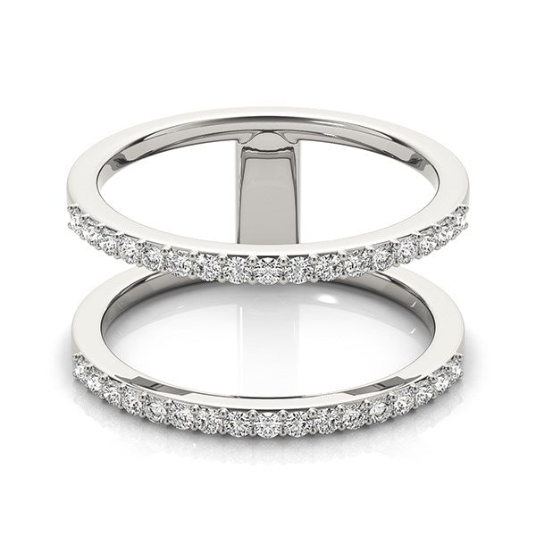 14k White Gold Dual Band Design Ring with Diamonds (1/3 cttw) - LinkagejewelrydesignLinkagejewelrydesign