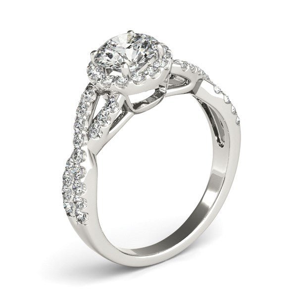 14k White Gold Entwined Split Shank Diamond Engagement Ring (1 1/2 cttw) - LinkagejewelrydesignLinkagejewelrydesign