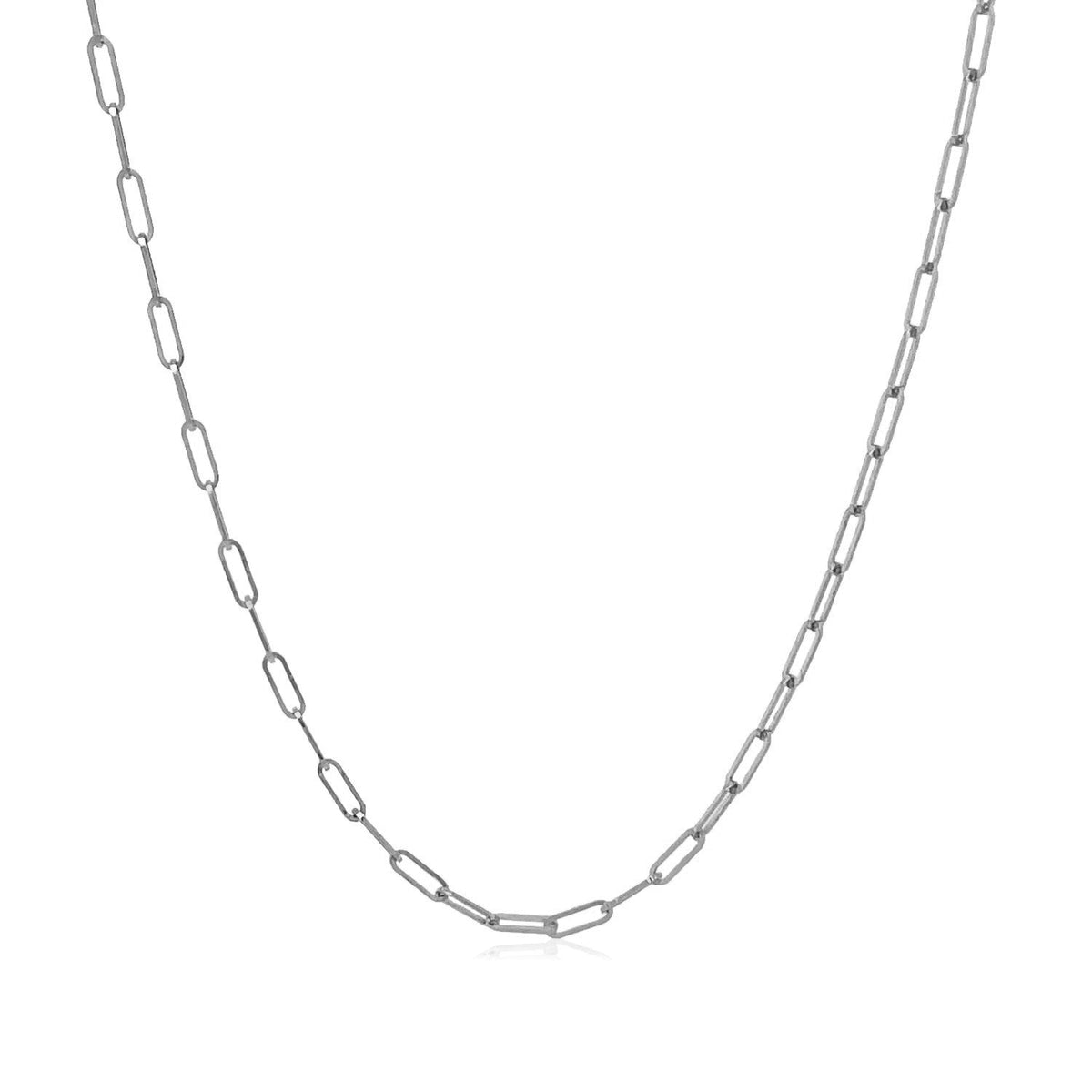 14K White Gold Fine Paperclip Chain (1.5mm) - LinkagejewelrydesignLinkagejewelrydesign