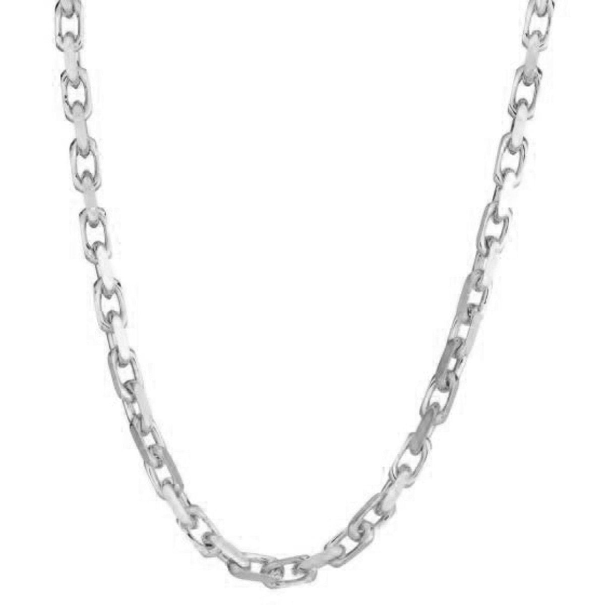 14k White Gold French Cable Link Chain 4.8 mm - LinkagejewelrydesignLinkagejewelrydesign