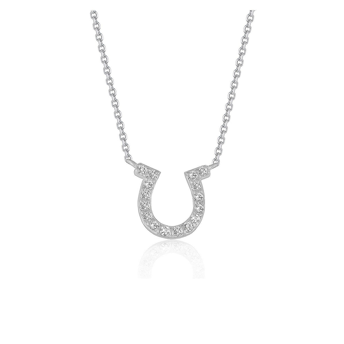 14k White Gold Horseshoe Design Diamond Pendant - LinkagejewelrydesignLinkagejewelrydesign