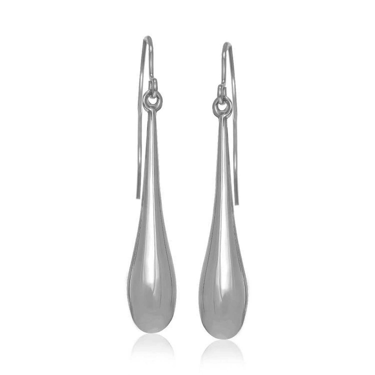 14k White Gold Long Polished Teardrop Dangling Earrings - LinkagejewelrydesignLinkagejewelrydesign