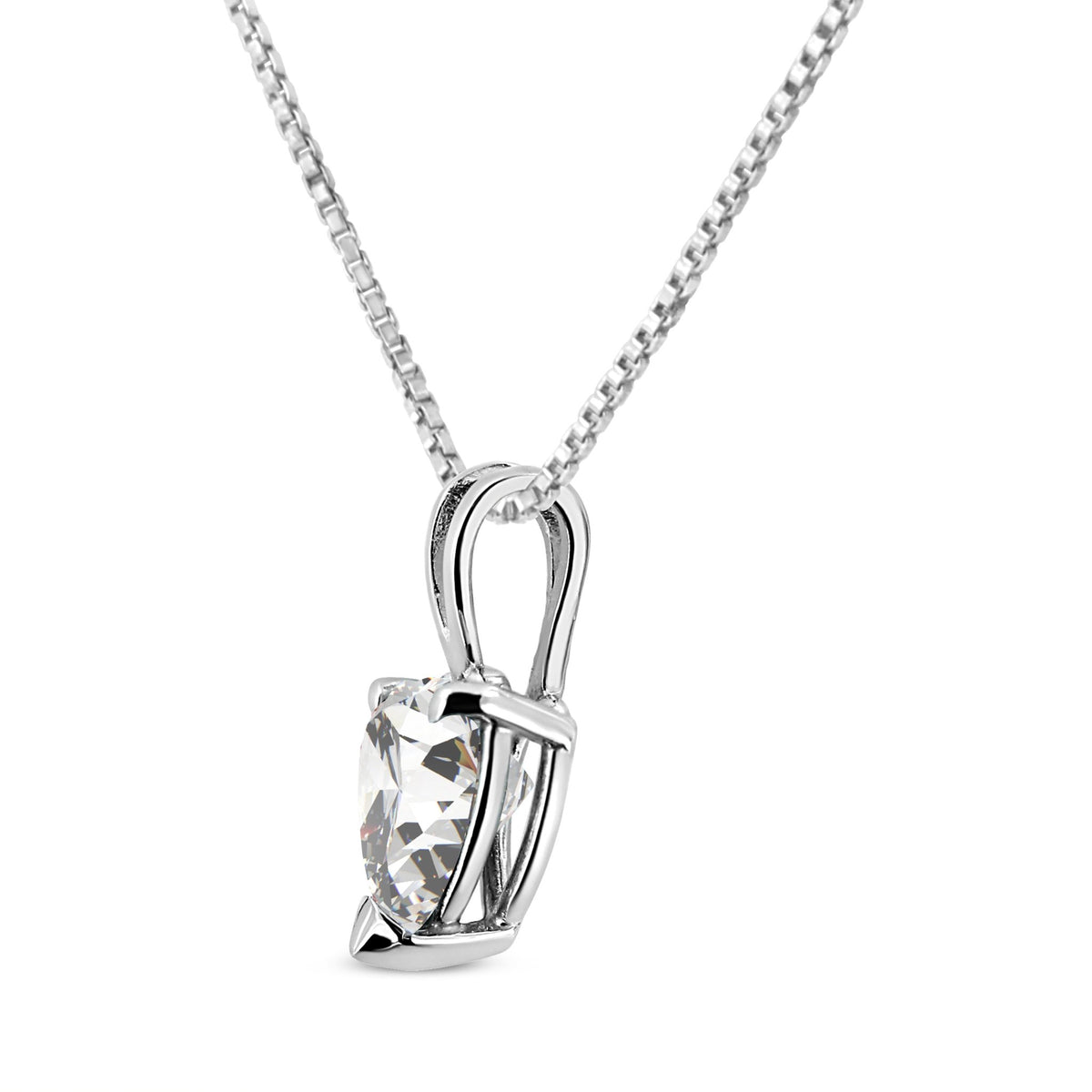 14K White Gold Martini Set 1.00 Cttw Lab Grown Heart Diamond Solitaire 18&quot; Pendant Necklace (F-G Color, VS1-VS2 Clarity) - LinkagejewelrydesignLinkagejewelrydesign