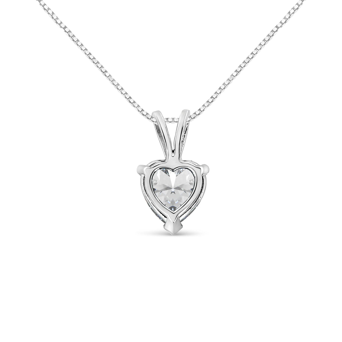 14K White Gold Martini Set 1.00 Cttw Lab Grown Heart Diamond Solitaire 18&quot; Pendant Necklace (F-G Color, VS1-VS2 Clarity) - LinkagejewelrydesignLinkagejewelrydesign