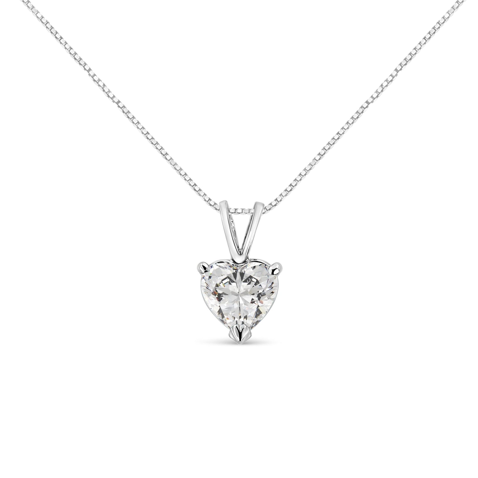 14K White Gold Martini Set 1.00 Cttw Lab Grown Heart Diamond Solitaire 18" Pendant Necklace (F-G Color, VS1-VS2 Clarity) - LinkagejewelrydesignLinkagejewelrydesign