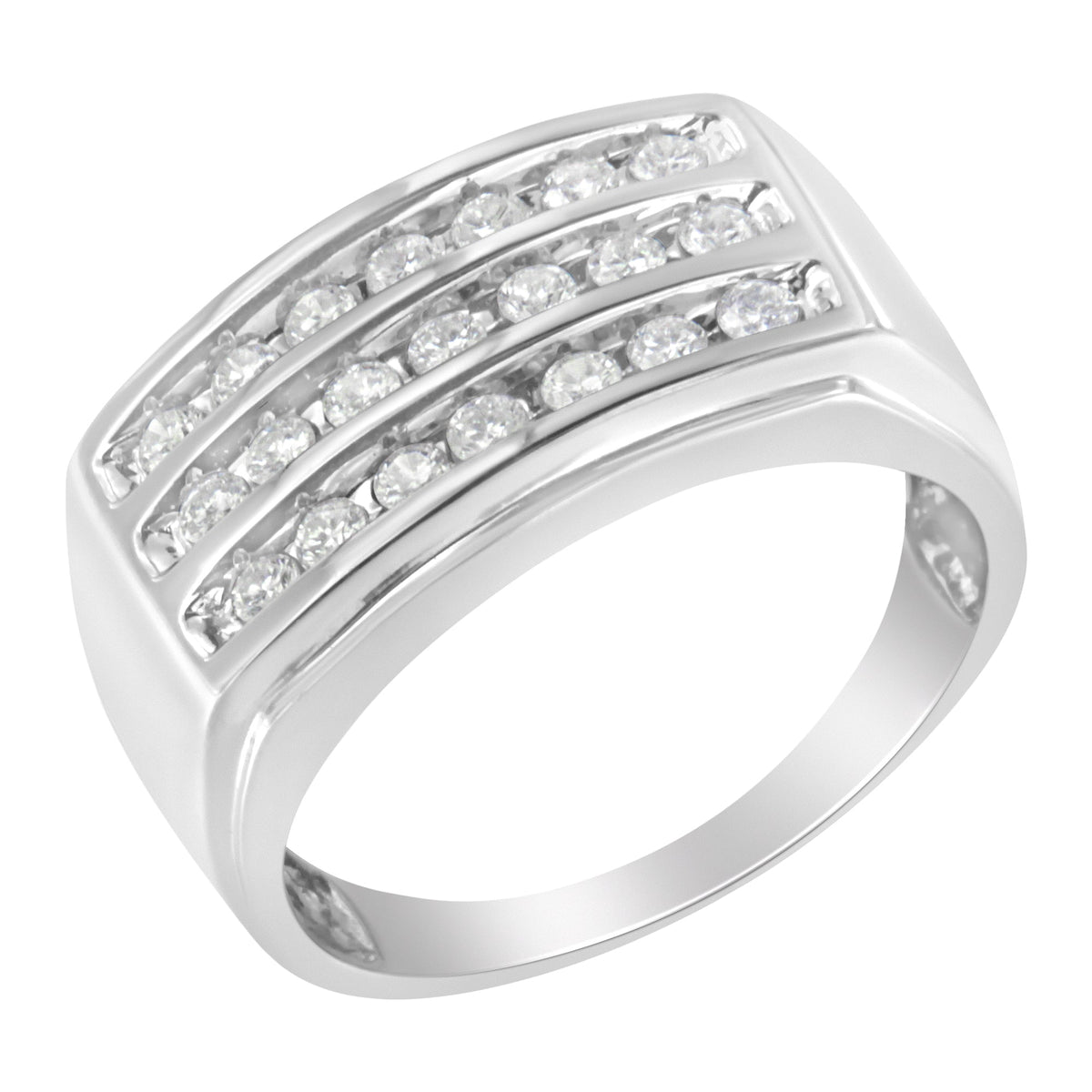 14K White Gold Men&#39;s Diamond Channel Set Band Ring (1 cttw, H-I Color, SI2-I1 Clarity) - LinkagejewelrydesignLinkagejewelrydesign