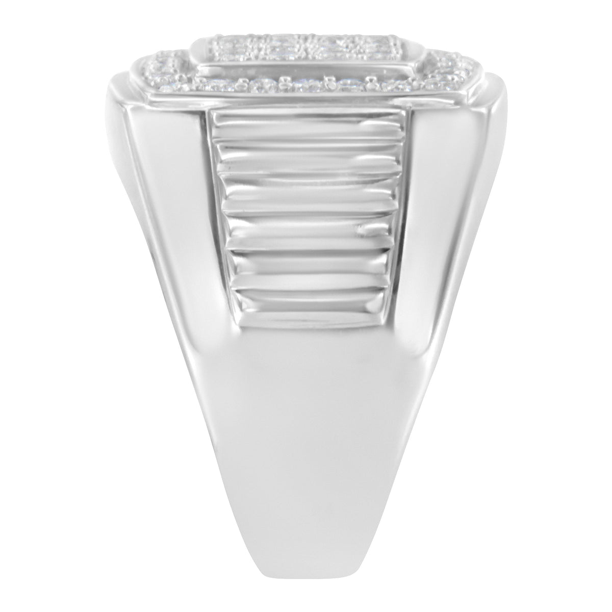 14K White Gold Men&#39;s Diamond Squared Band Ring (1 cttw, H-I Color, SI2-I1 Clarity) - LinkagejewelrydesignLinkagejewelrydesign