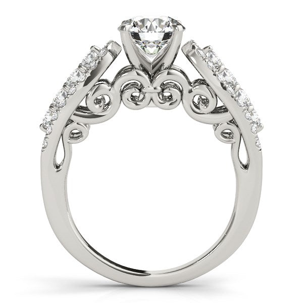 14k White Gold Multirow Shank Round Diamond Engagement Ring (1 1/2 cttw) - LinkagejewelrydesignLinkagejewelrydesign