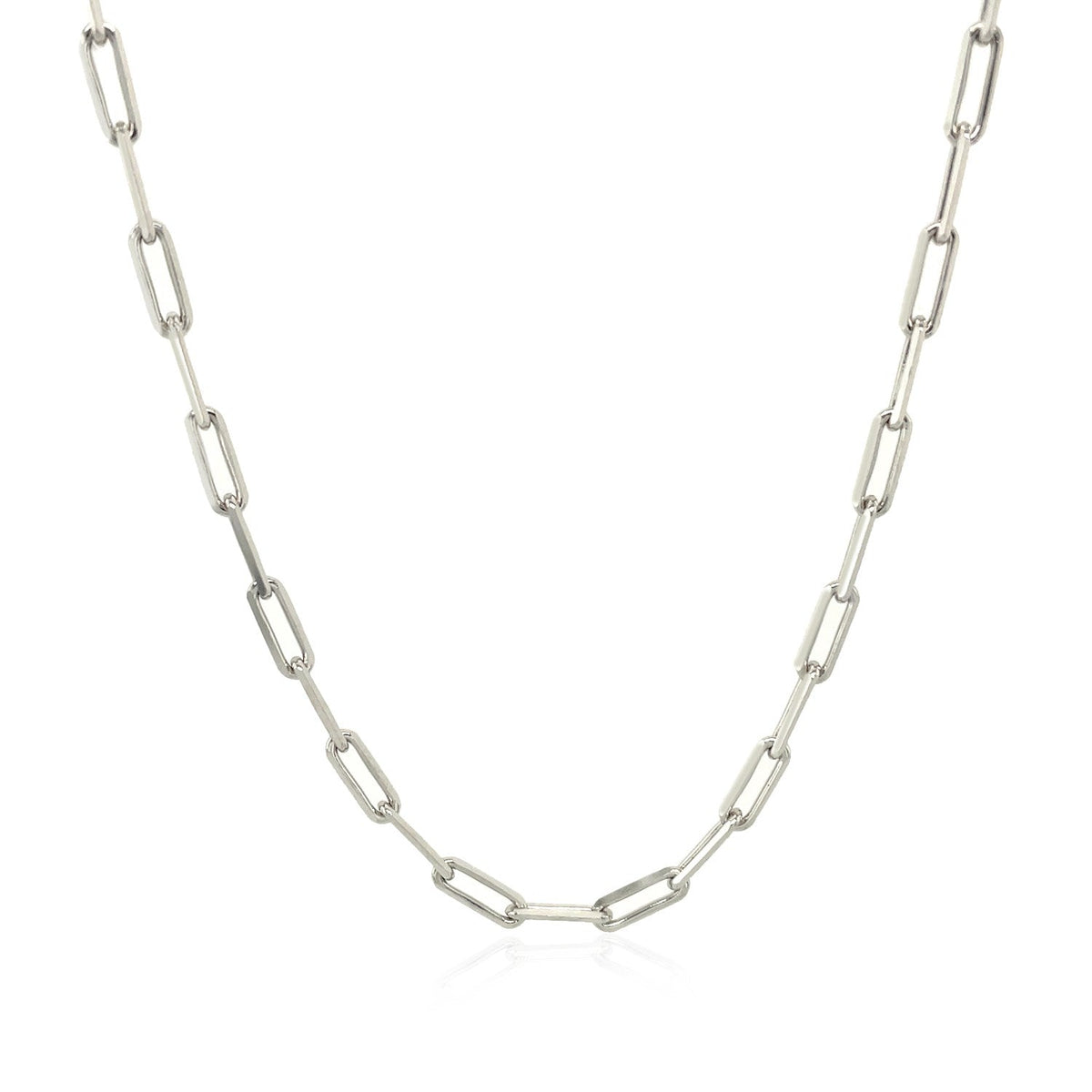 14K White Gold Paperclip Chain (2.5mm) - LinkagejewelrydesignLinkagejewelrydesign