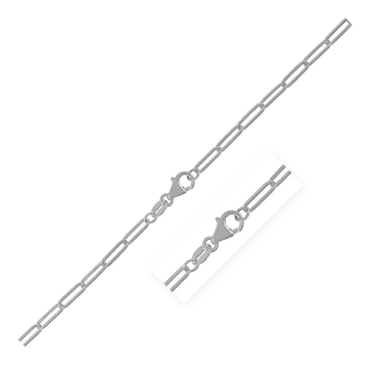 14K White Gold Paperclip Chain (2.5mm) - LinkagejewelrydesignLinkagejewelrydesign