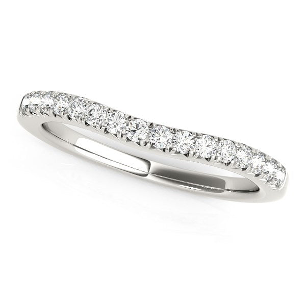 14k White Gold Pave Set Round Curved Wedding Band (1/4 cttw) - LinkagejewelrydesignLinkagejewelrydesign