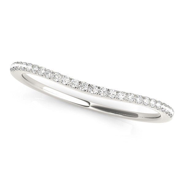 14k White Gold Pave Style Setting Curved Diamond Wedding Band (1/10 cttw) - LinkagejewelrydesignLinkagejewelrydesign