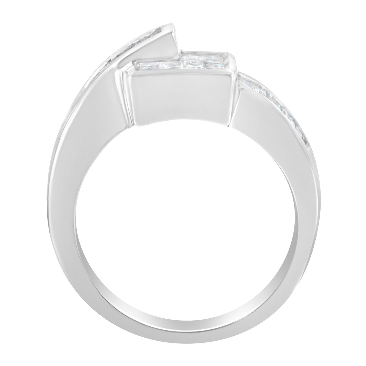 14K White Gold Princess and Baguette-cut Diamond Ring (1 1/3 Cttw, G-H Color, SI2-I1 Clarity) - Size 6-3/4 - LinkagejewelrydesignLinkagejewelrydesign