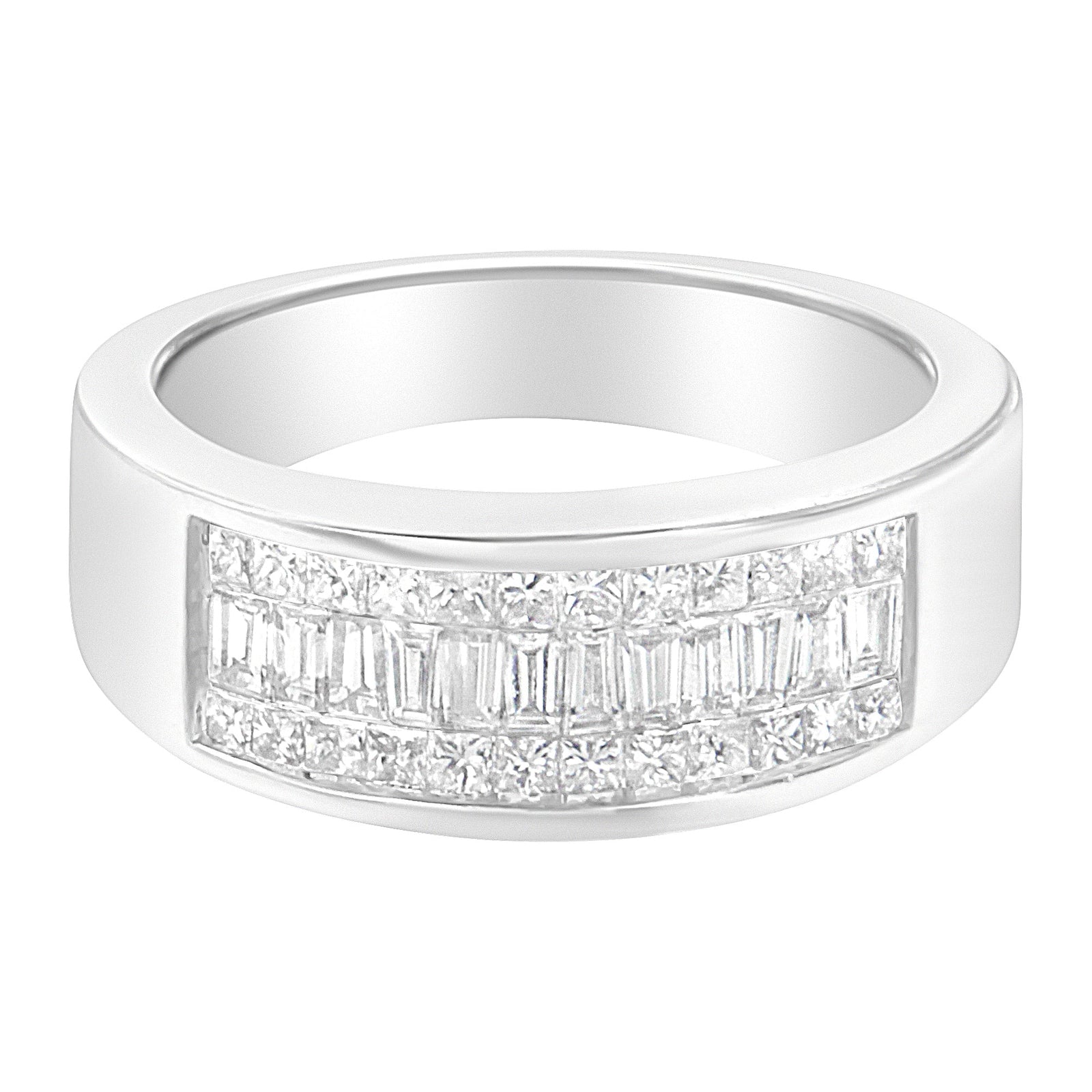 14K White Gold Princess and Baguette-cut Diamond Ring (1.0 Cttw, H-I Color, VS2-SI1 Clarity) - Size 6 - LinkagejewelrydesignLinkagejewelrydesign