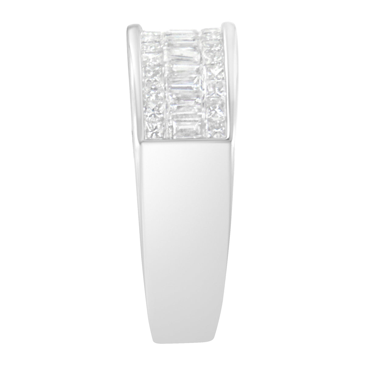 14K White Gold Princess and Baguette-cut Diamond Ring (1.0 Cttw, H-I Color, VS2-SI1 Clarity) - Size 6 - LinkagejewelrydesignLinkagejewelrydesign