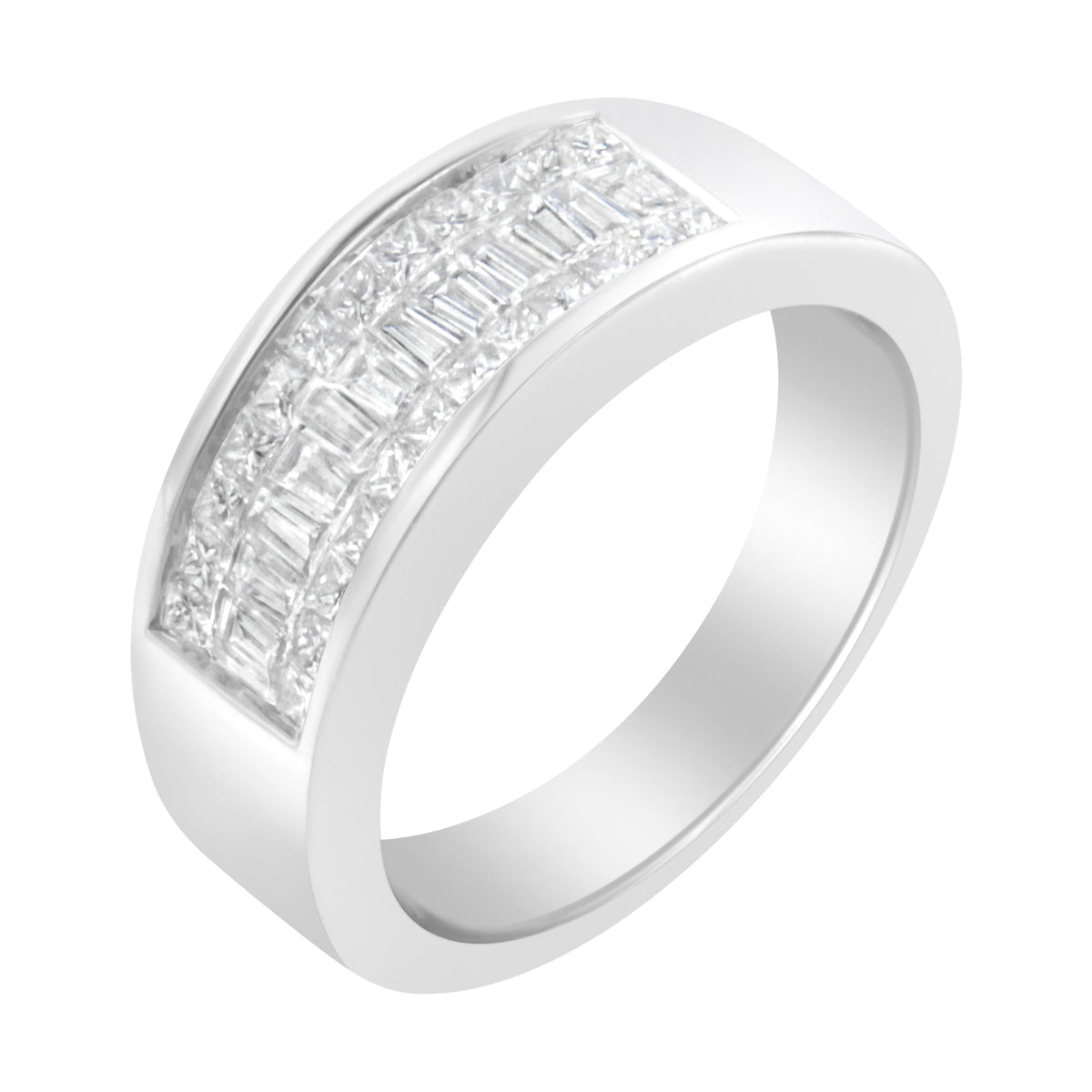 14K White Gold Princess and Baguette-cut Diamond Ring (1.0 Cttw, H-I Color, VS2-SI1 Clarity) - Size 6 - LinkagejewelrydesignLinkagejewelrydesign
