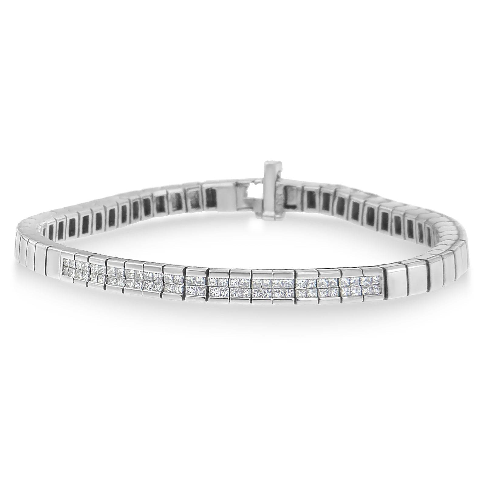 14K White Gold Princess Cut Diamond Bracelet (1.00 cttw, H-I Color, SI1-SI2 Clarity) - LinkagejewelrydesignLinkagejewelrydesign