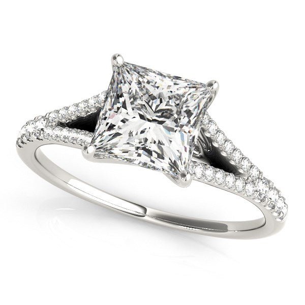 14k White Gold Princess Cut Split Shank Diamond Engagement Ring (1 1/8 cttw) - LinkagejewelrydesignLinkagejewelrydesign