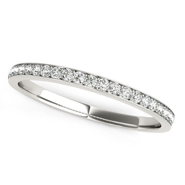 14k White Gold Prong Setting Round Diamond Wedding Band (1/5 cttw) - LinkagejewelrydesignLinkagejewelrydesign