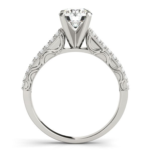 14k White Gold Pronged Diamond Antique Style Engagement Ring (1 1/3 cttw) - LinkagejewelrydesignLinkagejewelrydesign