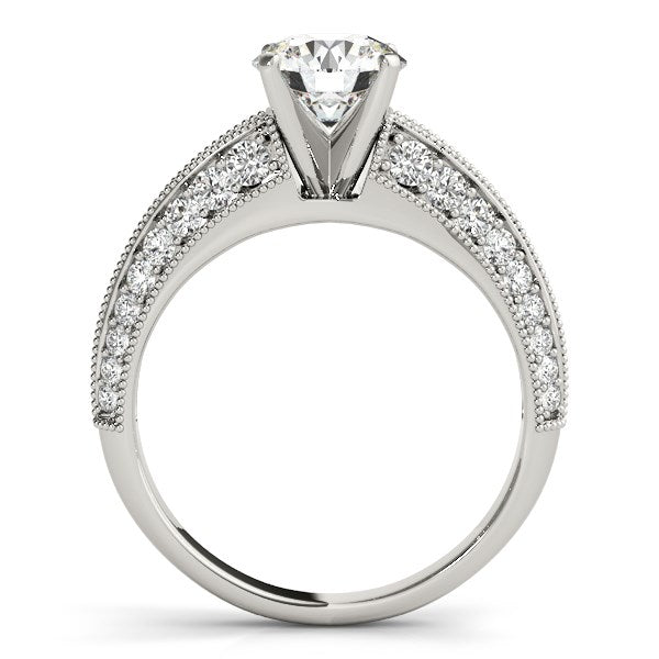 14k White Gold Pronged Round Antique Diamond Engagement Ring (1 1/2 cttw) - LinkagejewelrydesignLinkagejewelrydesign