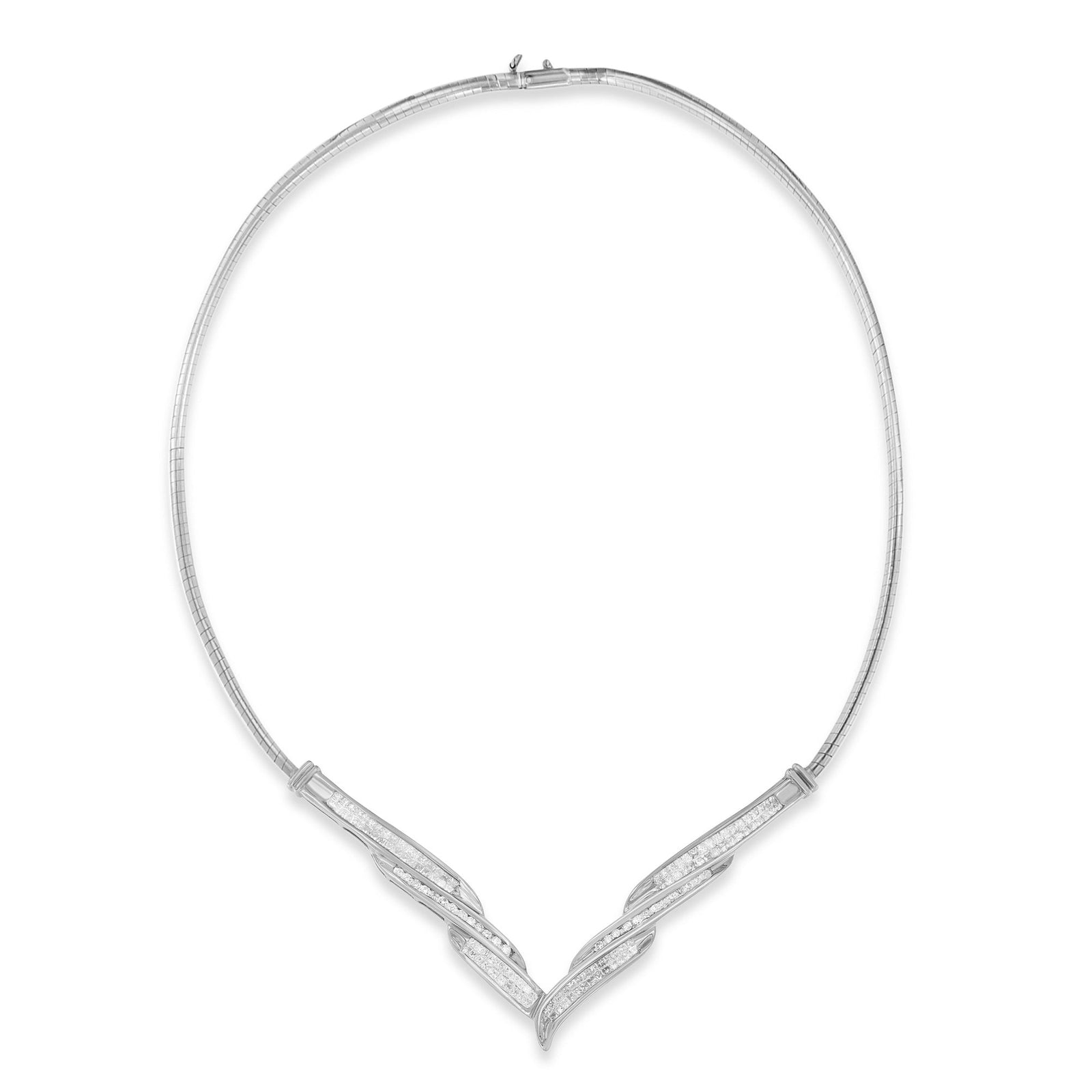 14K White Gold Round and Princess Cut Diamond 'V' Shape Fashion Pendant (2 cttw, I-J Color, SI2-I1 Clarity) - LinkagejewelrydesignLinkagejewelrydesign