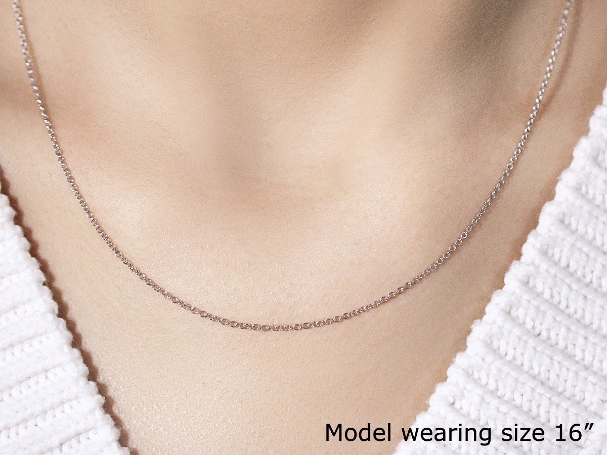 14k White Gold Round Cable Link Chain 1.3mm - LinkagejewelrydesignLinkagejewelrydesign