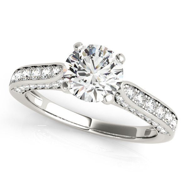 14k White Gold Round Cathedral Diamond Engagement Ring (1 1/2 cttw) - LinkagejewelrydesignLinkagejewelrydesign