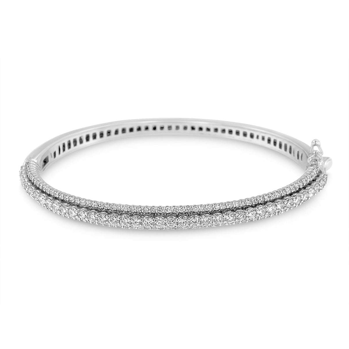 14K White Gold Round-Cut Diamond Bangle (3 cttw, H-I Color, SI1-SI2 Clarity) - LinkagejewelrydesignLinkagejewelrydesign