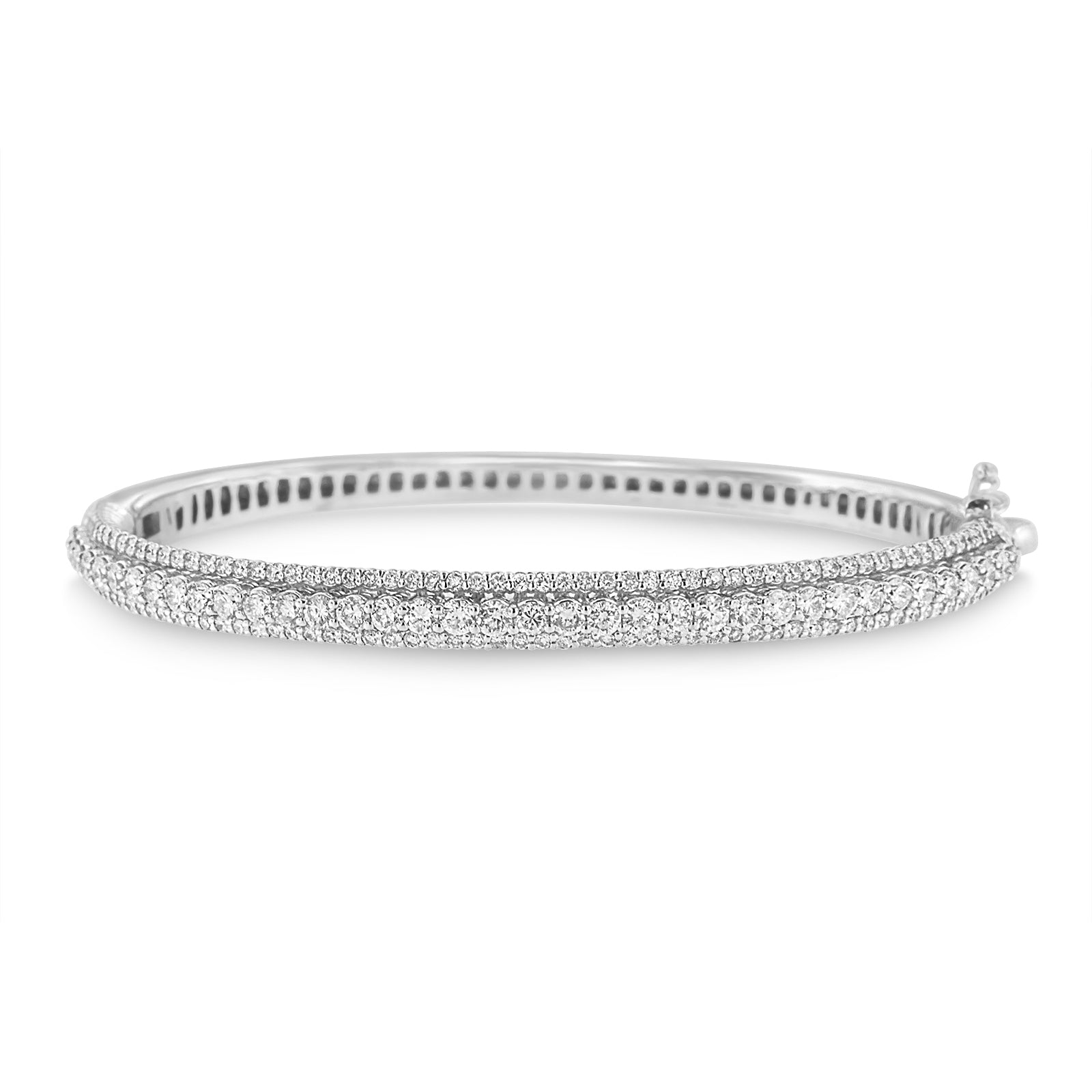 14K White Gold Round-Cut Diamond Bangle (3 cttw, H-I Color, SI1-SI2 Clarity) - LinkagejewelrydesignLinkagejewelrydesign