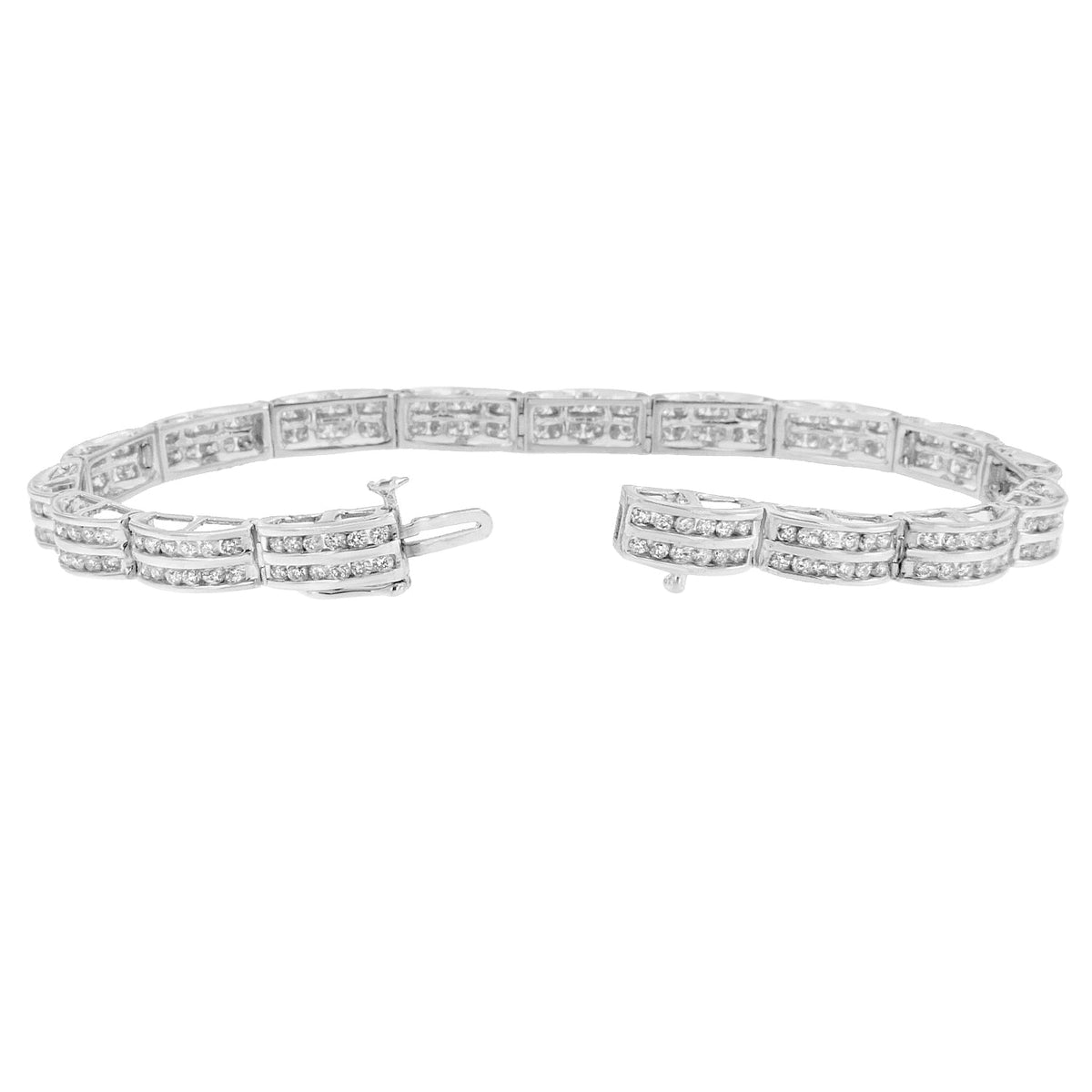 14K White Gold Round-Cut Diamond Bracelet (3.22 cttw, H-I Color, I1-I2 Clarity) - LinkagejewelrydesignLinkagejewelrydesign