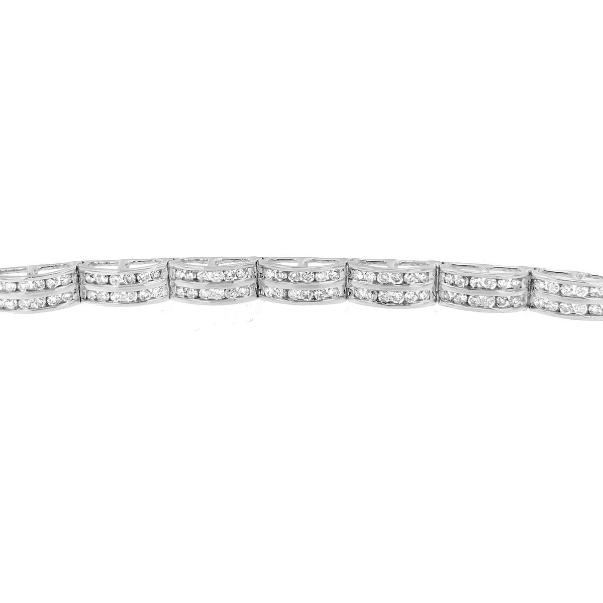 14K White Gold Round-Cut Diamond Bracelet (3.22 cttw, H-I Color, I1-I2 Clarity) - LinkagejewelrydesignLinkagejewelrydesign