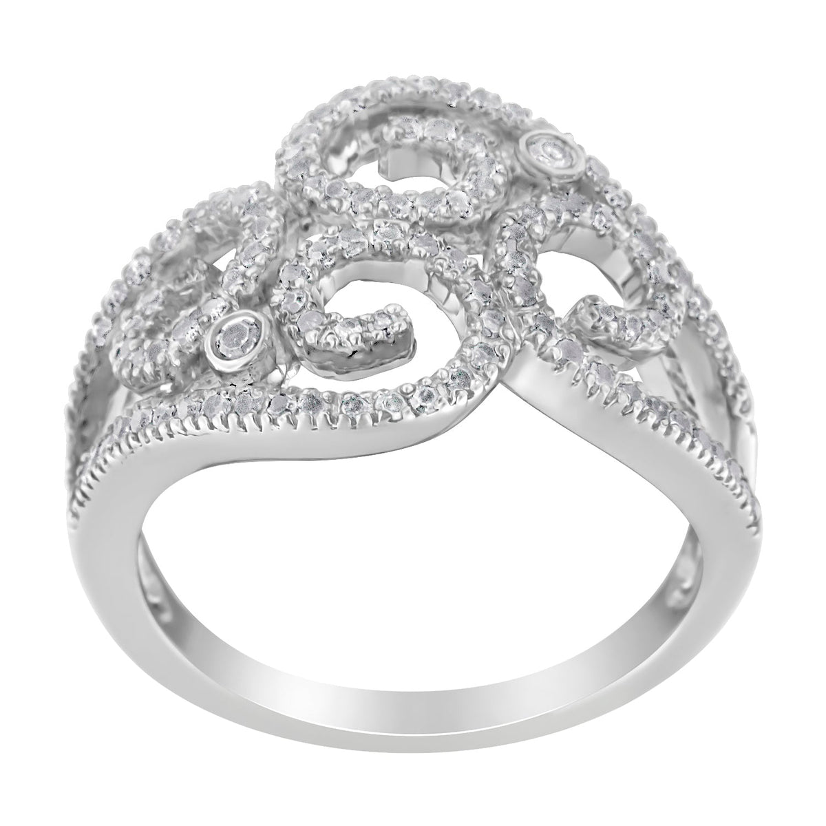 14K White Gold Round Cut Diamond Cluster Ring (1/2 cttw, SI1-SI2 Clarity, H-I Color) - LinkagejewelrydesignLinkagejewelrydesign