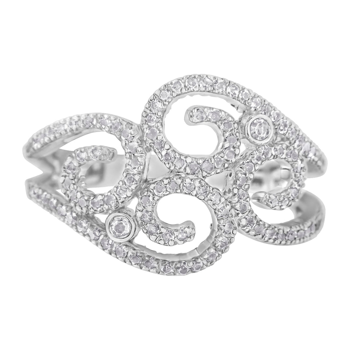 14K White Gold Round Cut Diamond Cluster Ring (1/2 cttw, SI1-SI2 Clarity, H-I Color) - LinkagejewelrydesignLinkagejewelrydesign