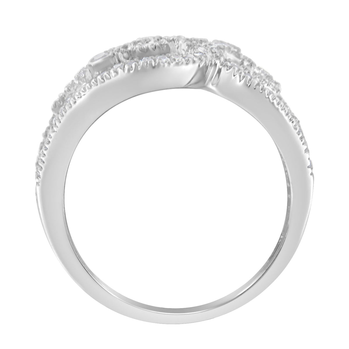 14K White Gold Round Cut Diamond Cluster Ring (1/2 cttw, SI1-SI2 Clarity, H-I Color) - LinkagejewelrydesignLinkagejewelrydesign