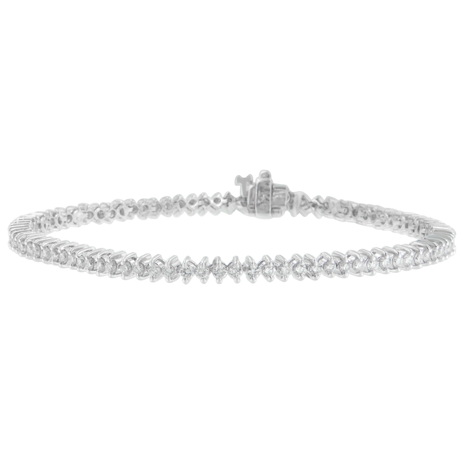 14K White Gold Round Cut Diamond Tennis Bracelet (2.00 cttw, H-I Color, SI2-I1 Clarity) - LinkagejewelrydesignLinkagejewelrydesign