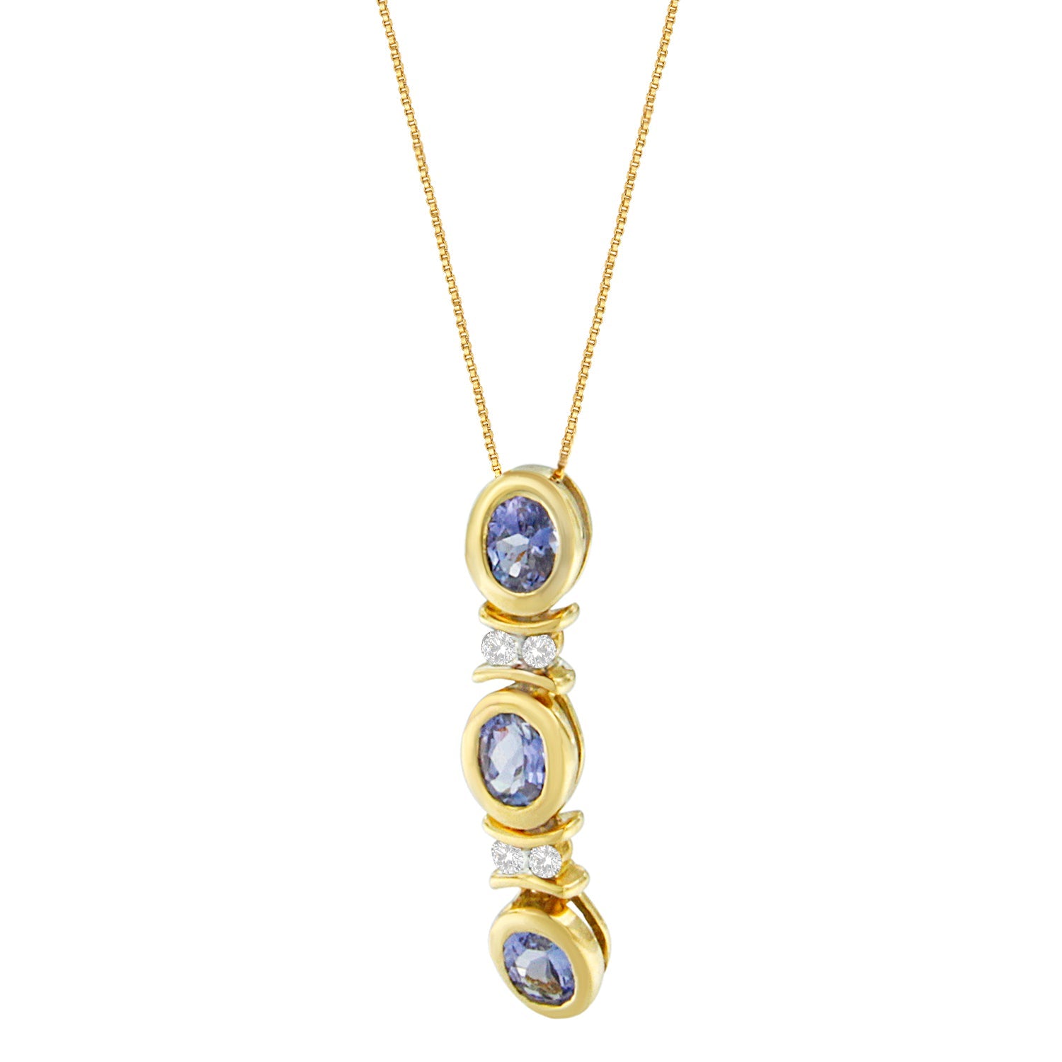 14K White Gold Round Cut Diamonds and Tanzanite Pendant Necklace (1.20 cttw, G-H Color, SI2-I1 Clarity) - LinkagejewelrydesignLinkagejewelrydesign