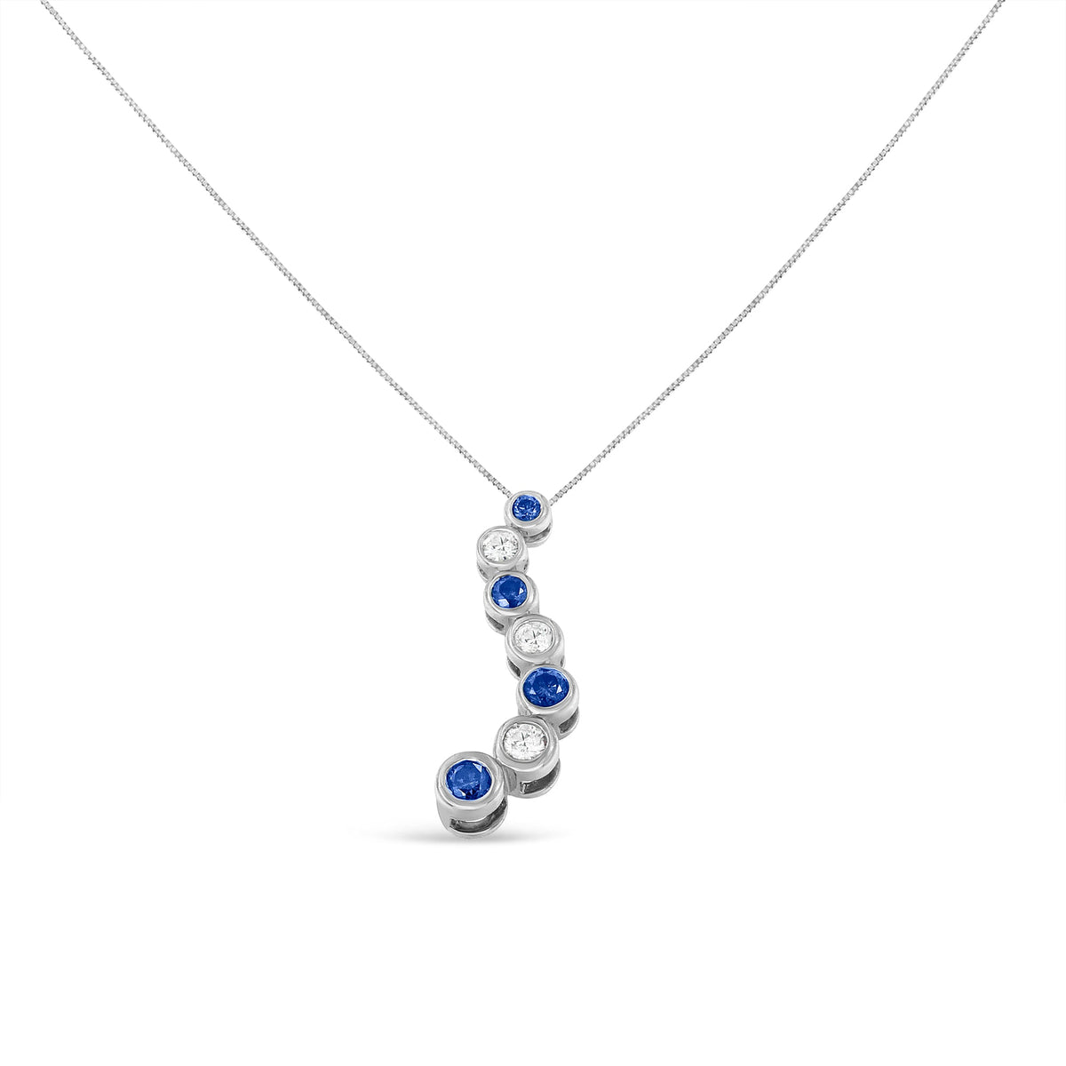 14K White Gold Round-cut Treated Blue Diamond Pendant Necklace (1 cttw, H-I Color, I1-I2 Clarity) - LinkagejewelrydesignLinkagejewelrydesign