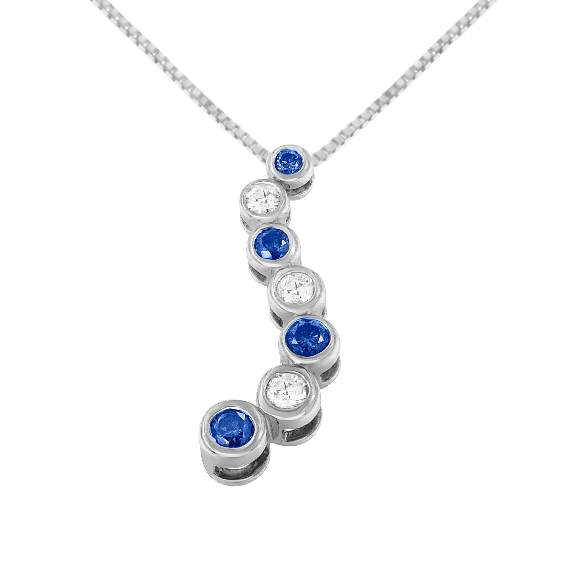 14K White Gold Round-cut Treated Blue Diamond Pendant Necklace (1 cttw, H-I Color, I1-I2 Clarity) - LinkagejewelrydesignLinkagejewelrydesign