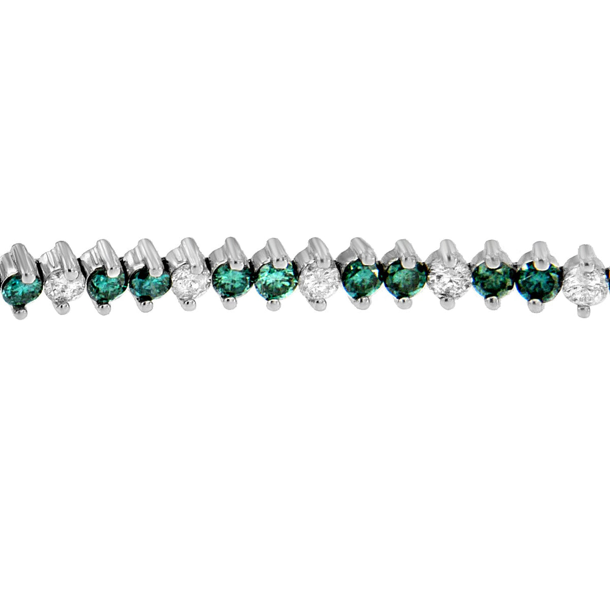 14K White Gold Round-Cut white and Blue Diamond Fashion Bracelet (5.40 cttw, H-I Color, I1-I2 Clarity) - LinkagejewelrydesignLinkagejewelrydesign