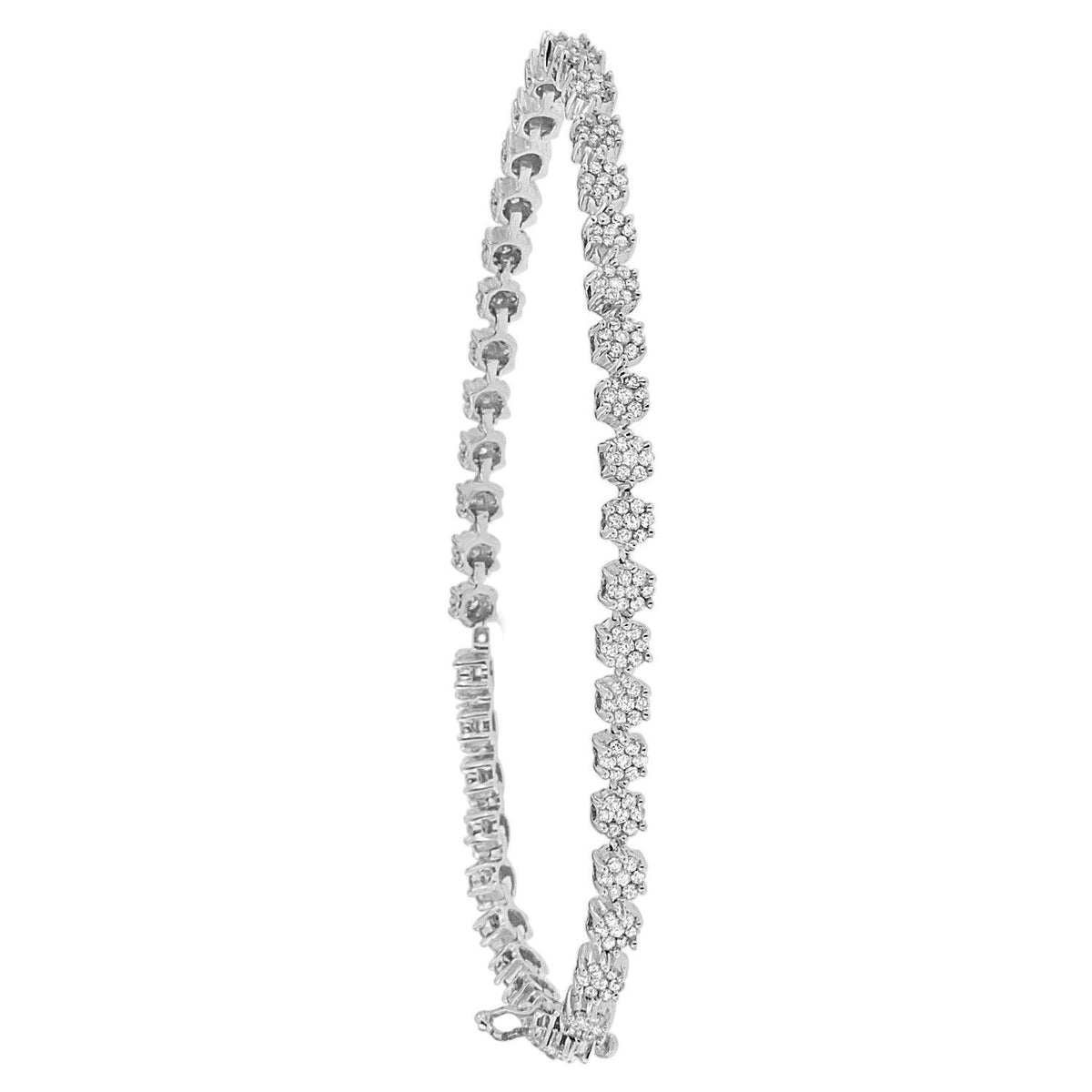 14K White Gold Round Diamond Bracelet (2.00 cttw, H-I Color, I1-I2 Clarity) - LinkagejewelrydesignLinkagejewelrydesign