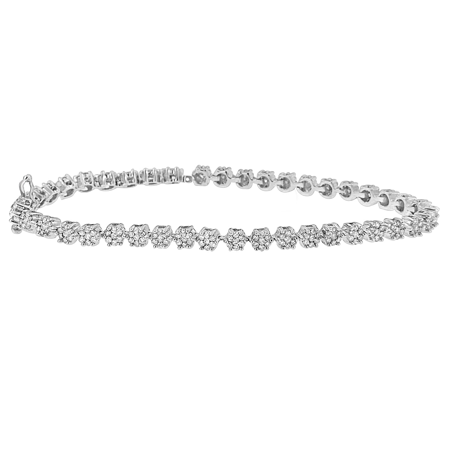 14K White Gold Round Diamond Bracelet (2.00 cttw, H-I Color, I1-I2 Clarity) - LinkagejewelrydesignLinkagejewelrydesign