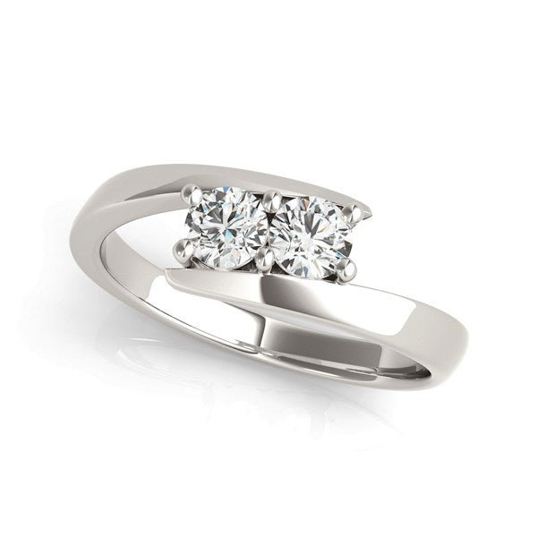 14k White Gold Round Two Stone Common Prong Diamond Ring (1/2 cttw) - LinkagejewelrydesignLinkagejewelrydesign